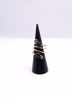 Double Onyx Statement Ring - image1